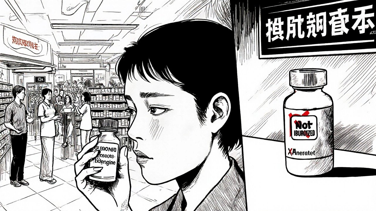 Patient holding a generic biosimilar bottle while a specialty pharmacy team provides clinical support nearby.