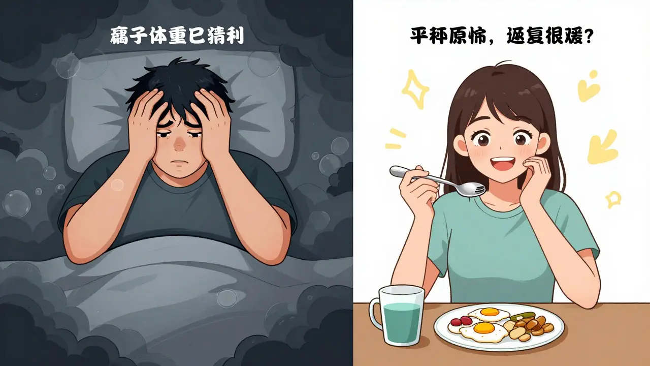 Split image: one person burdened by antipsychotic side effects, another thriving with buspirone’s clean benefits.