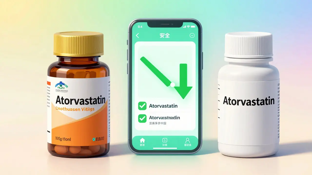 Comparison between brand-name and generic medication on a smartphone screen